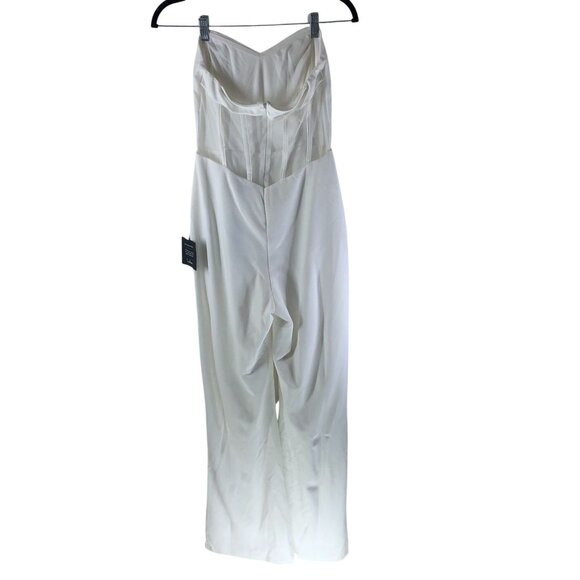Lulus Fashionista Nights Ivory Strapless Bustier Wide-Leg Jumpsuit S - Picture 3 of 8